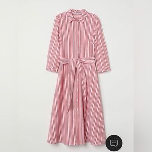 H&M Red and White Striped Button Up Dress
